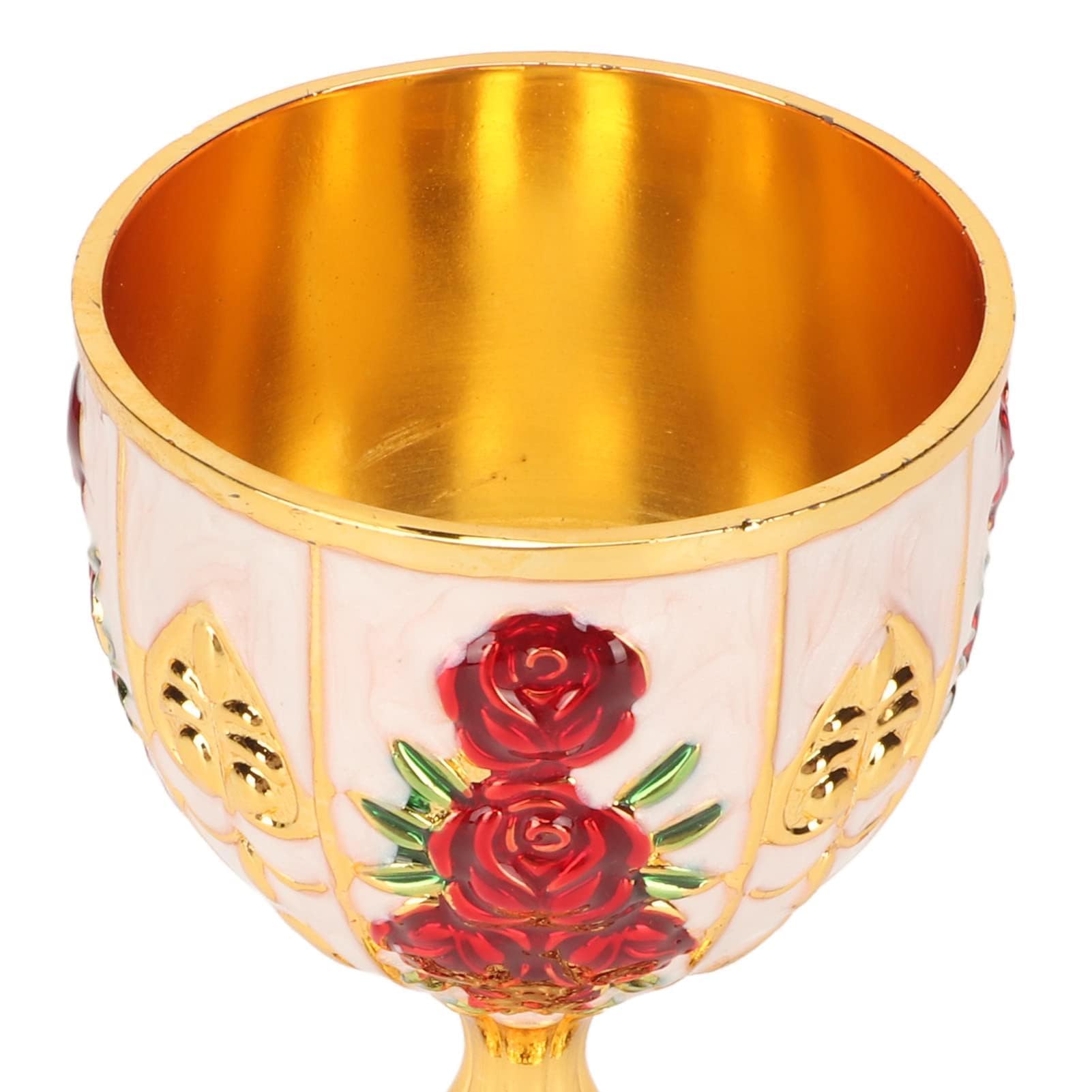 Calice da 4 Pollici Calice Oro,Calice D'oro Coppa da Magnaccia Lega di Zinco Alta Motivo Floreale in Rilievo retrò Elegante Coppa da Magnaccia per Bar Banchetti da Festa Calice (Fiore rosso su oro e