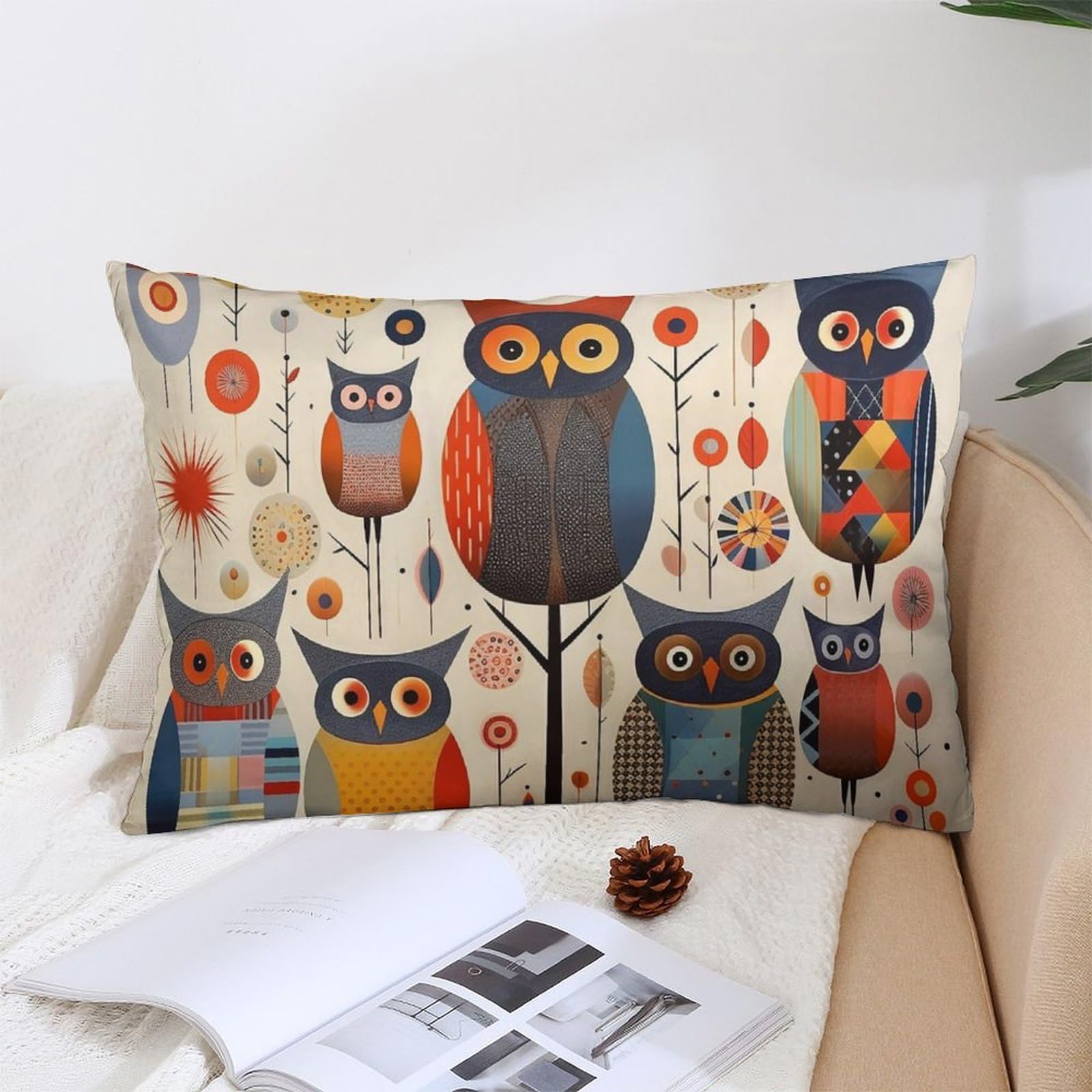 NTVOWPZO Decoration Throw Pillow Covers 12 "x20 Pillowcases Covers Patchwork Owl Soft Pillowcases Modern Farmhouse Home Decor Sofa Cushions Covers for Couch Bed Living Room
