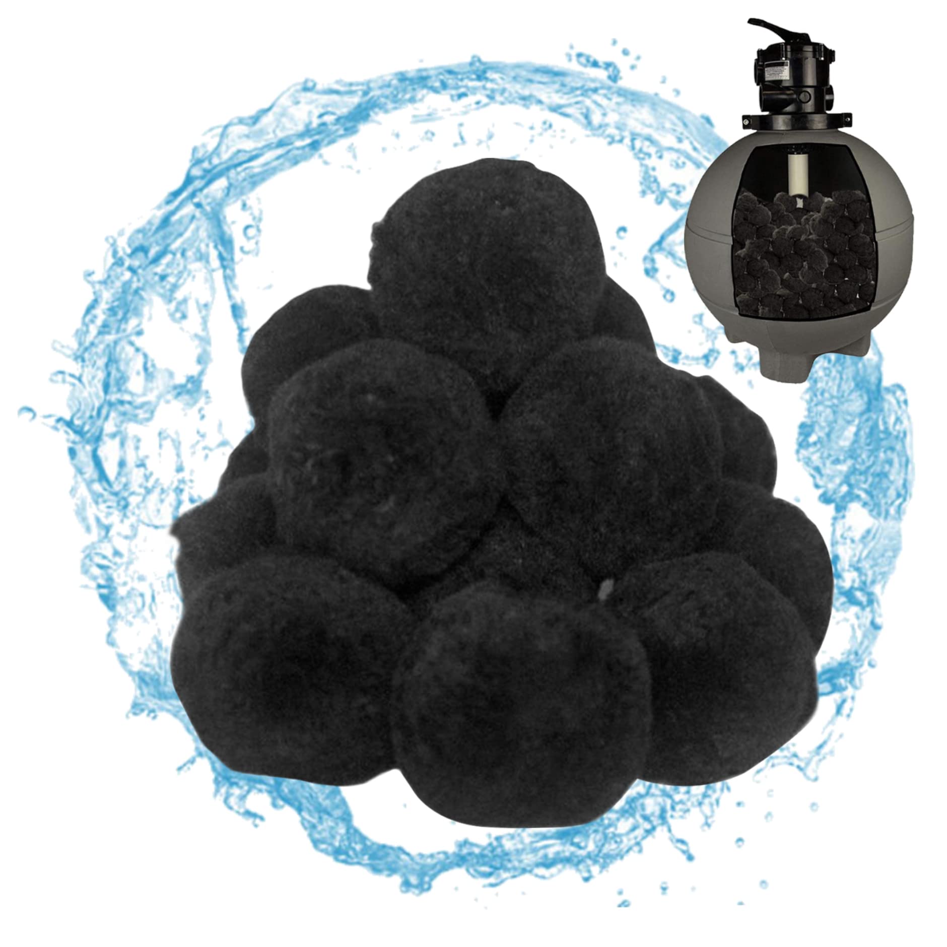 Lawnrden Pool Filter Balls 1400g Swimming Pool Filter Sand Black for Pond Swimming Supplies, Pump Ball