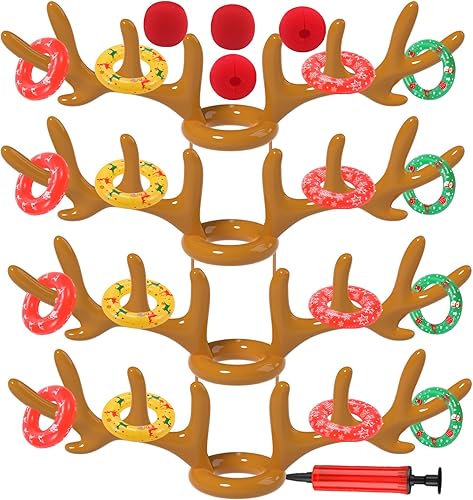 Uniqhia Inflatable Reindeer Antler Ring Toss Game, 2023 Christmas Games Ring Toss for Christmas Party Games, Patented