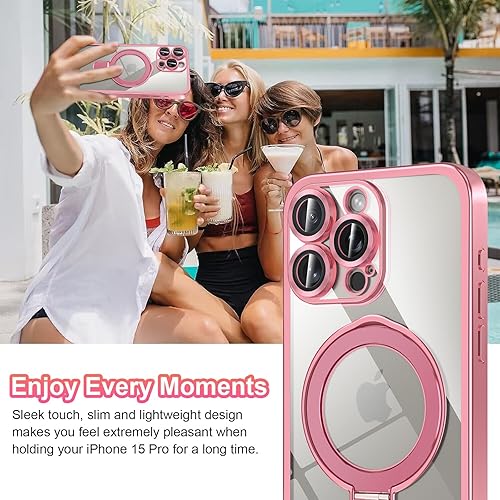 Miniatura 7 de LONTECT Funda para iPhone 15 Pro con soporte magnético invisible compatible con MagSafe protección contra caídas a prueba de golpes, funda