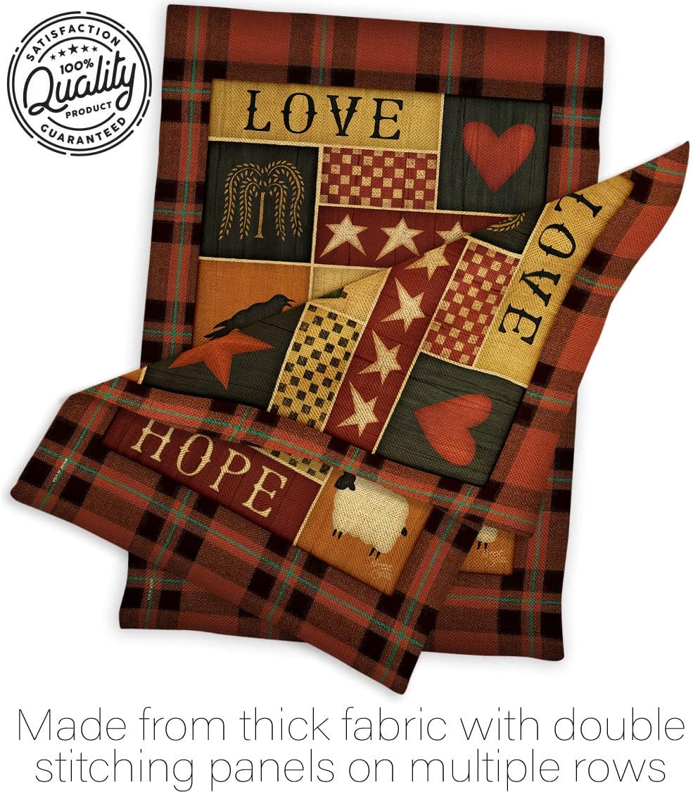Breeze Decor Primitive Collage Love Hope Garden Flag Country Living Farm Western Barn American Rustic Cowboy Rural Ranch House Decoration Banner Small Yard Gift Double-Sided, Made in USA