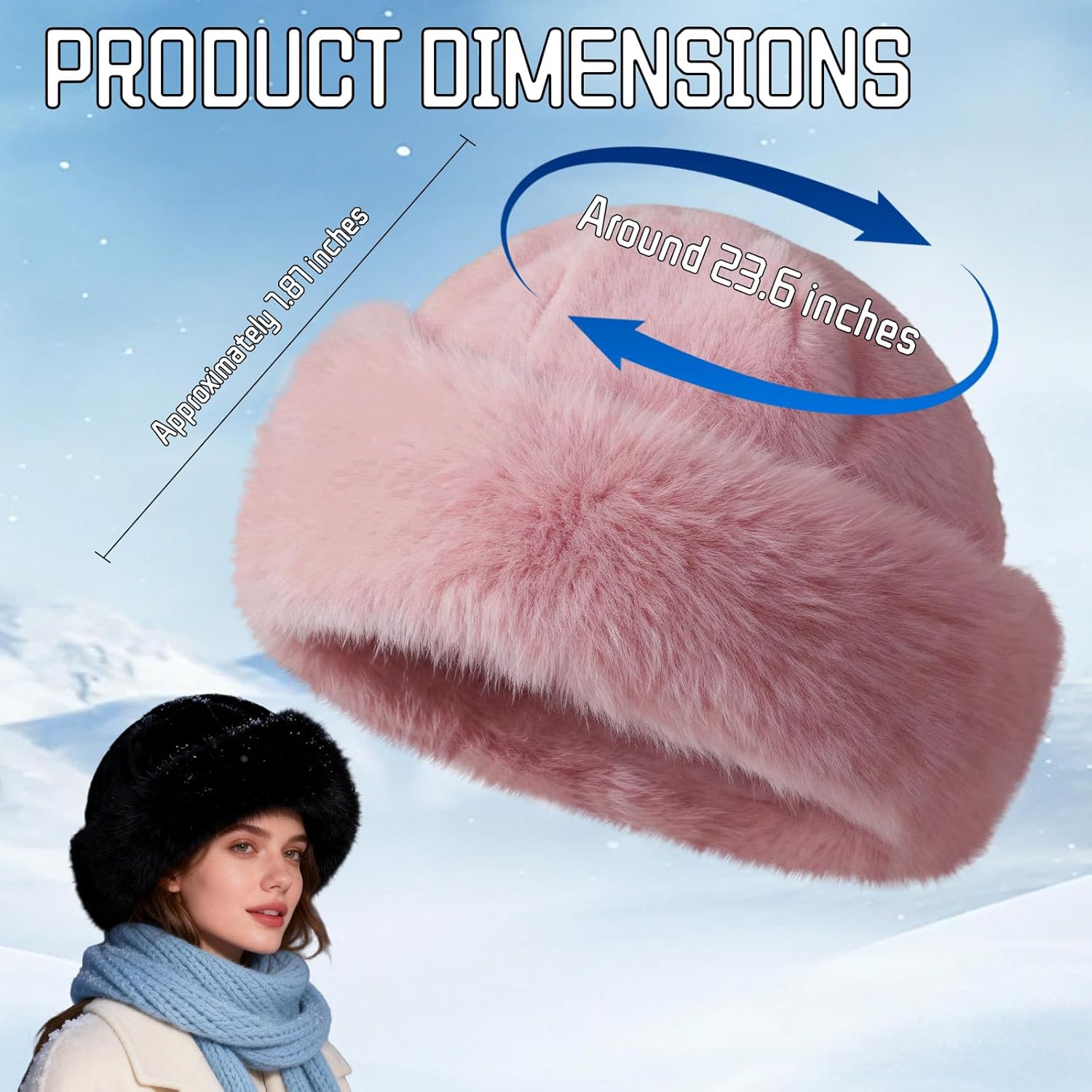 Womens Winter Faux Fur Bucket Hat, Winter Plush Fluffy Furry Faux Mink Hats, Warm Thickened Fisherman Cap Warm Cute - Image 2