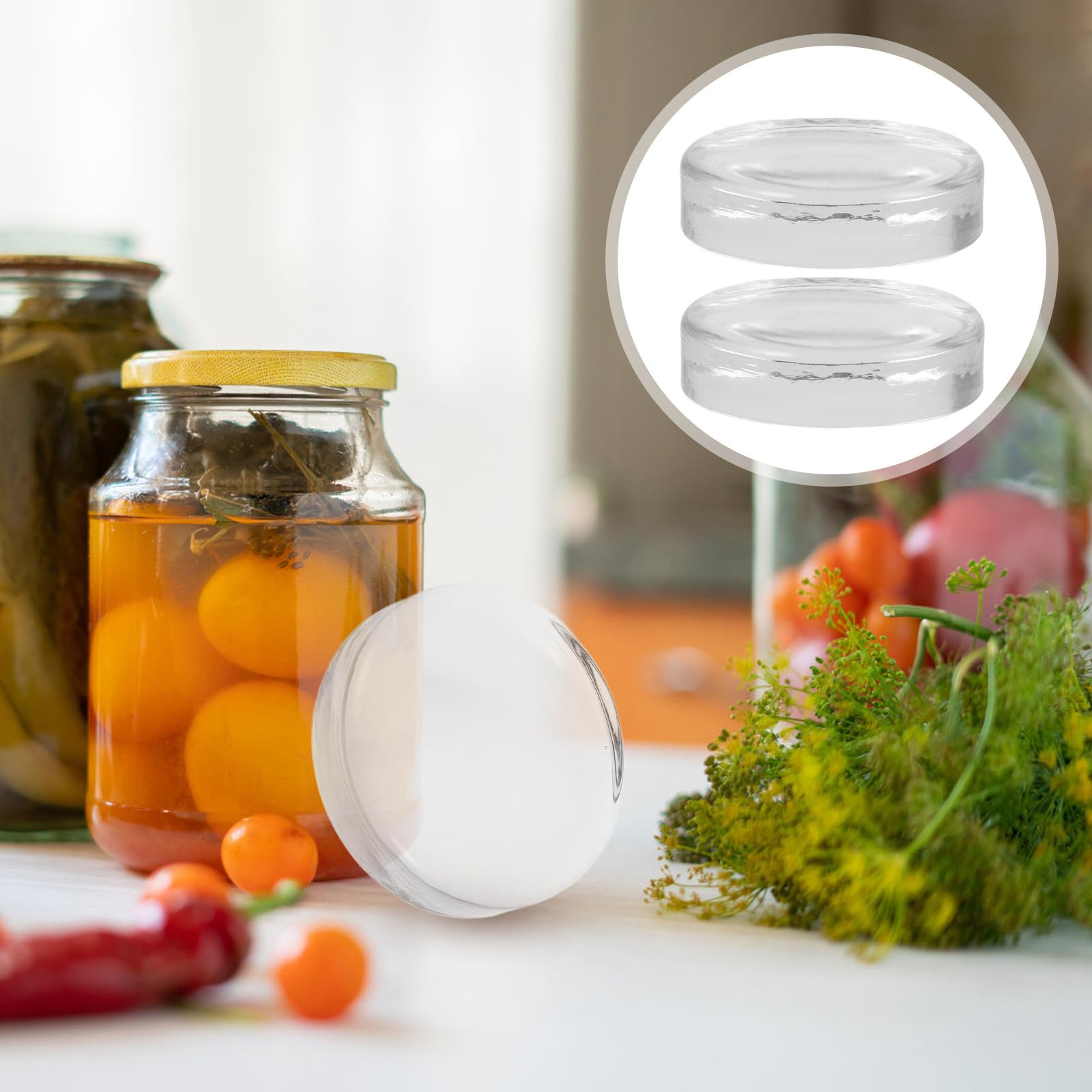 Gärgewichte und Einmachglas Anwendung aus Glas 2 Stück zum Gewicht Fermentieren zur Sauerteigfermentation Leichtes Klares Fermentiergewicht für Weithalsgläser