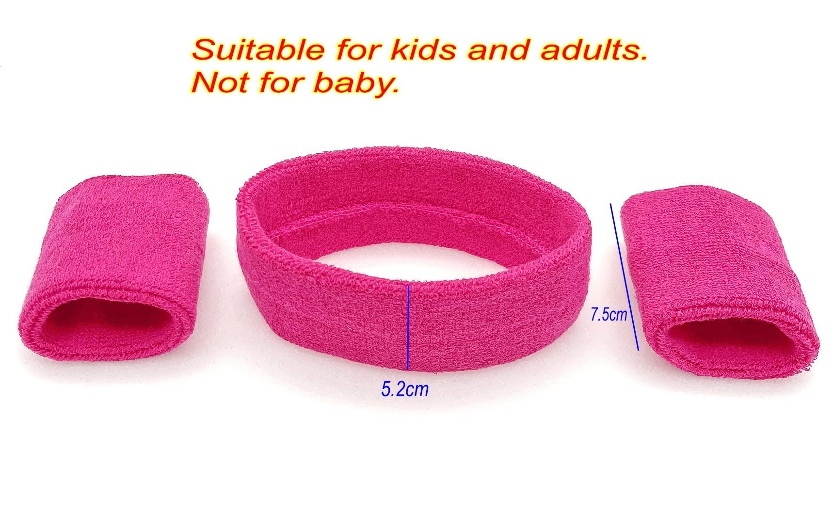 Set fascia e bracciali, rosa brillante anni '80, da donna, come