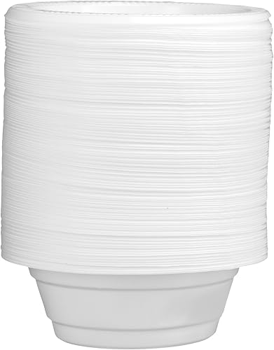 Miniatura 4 de Basix 100 unidades Cuencos desechables de plástico blanco de 5 onzas para postre, aptos para microondas, ideales para la escuela, comida para