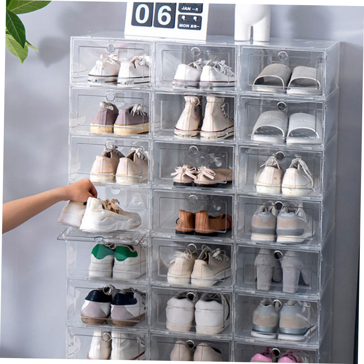 Caja Plegable para Zapatos Transparente Apilable 4 Piezas Pp | 33 X 24x14cm, para Hogar y Dormitorio, Organización de Calzado y Fácil Localización