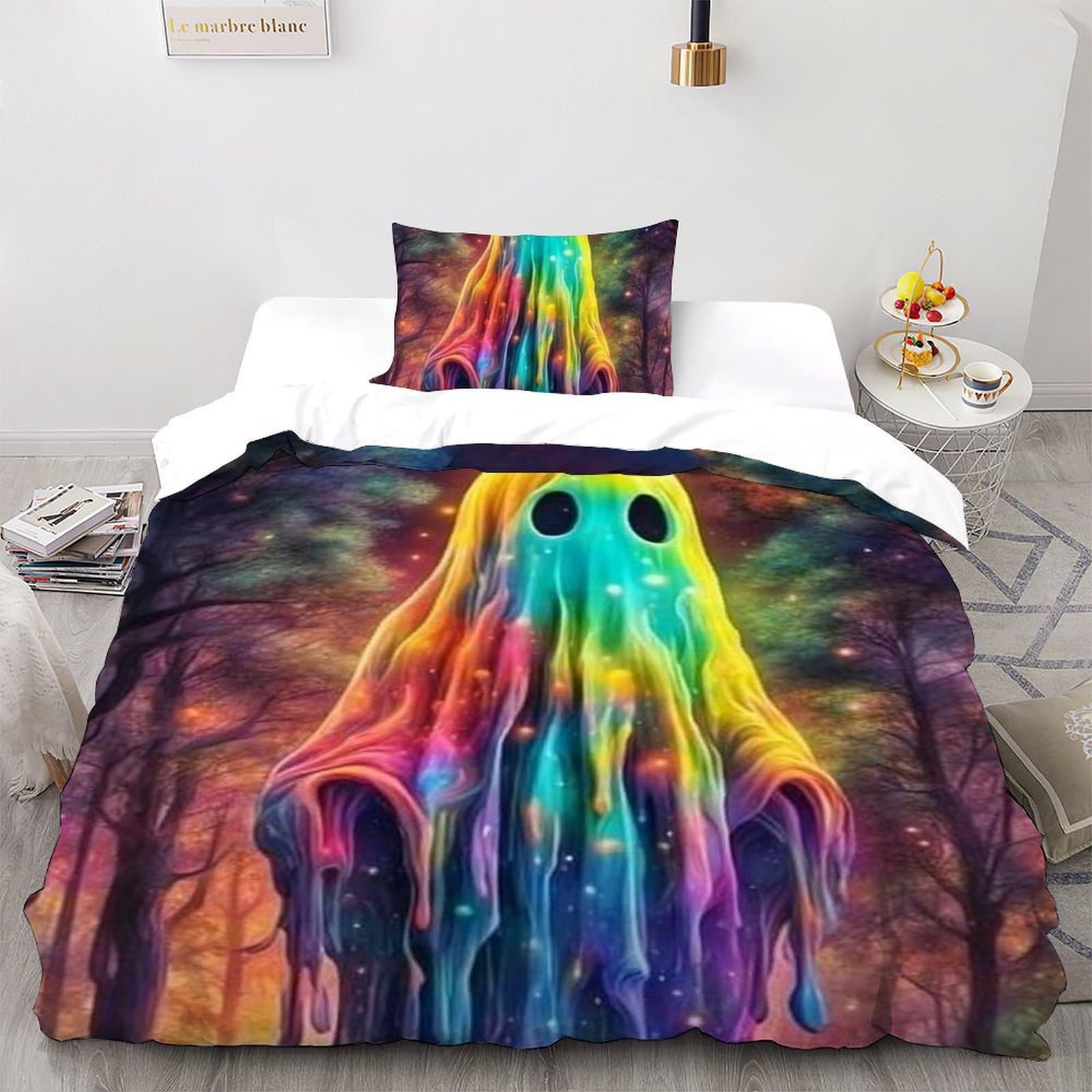 Housse de couette fantôme imprimé 3D parure de lit microfibre 135x200