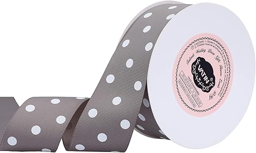 Miniatura 18 de VATIN Cinta de grogrén de lunares para manualidades, carrete de 1-1/2 pulgadas de ancho por 10 yardas, color verde manzana con puntos blancos, uso