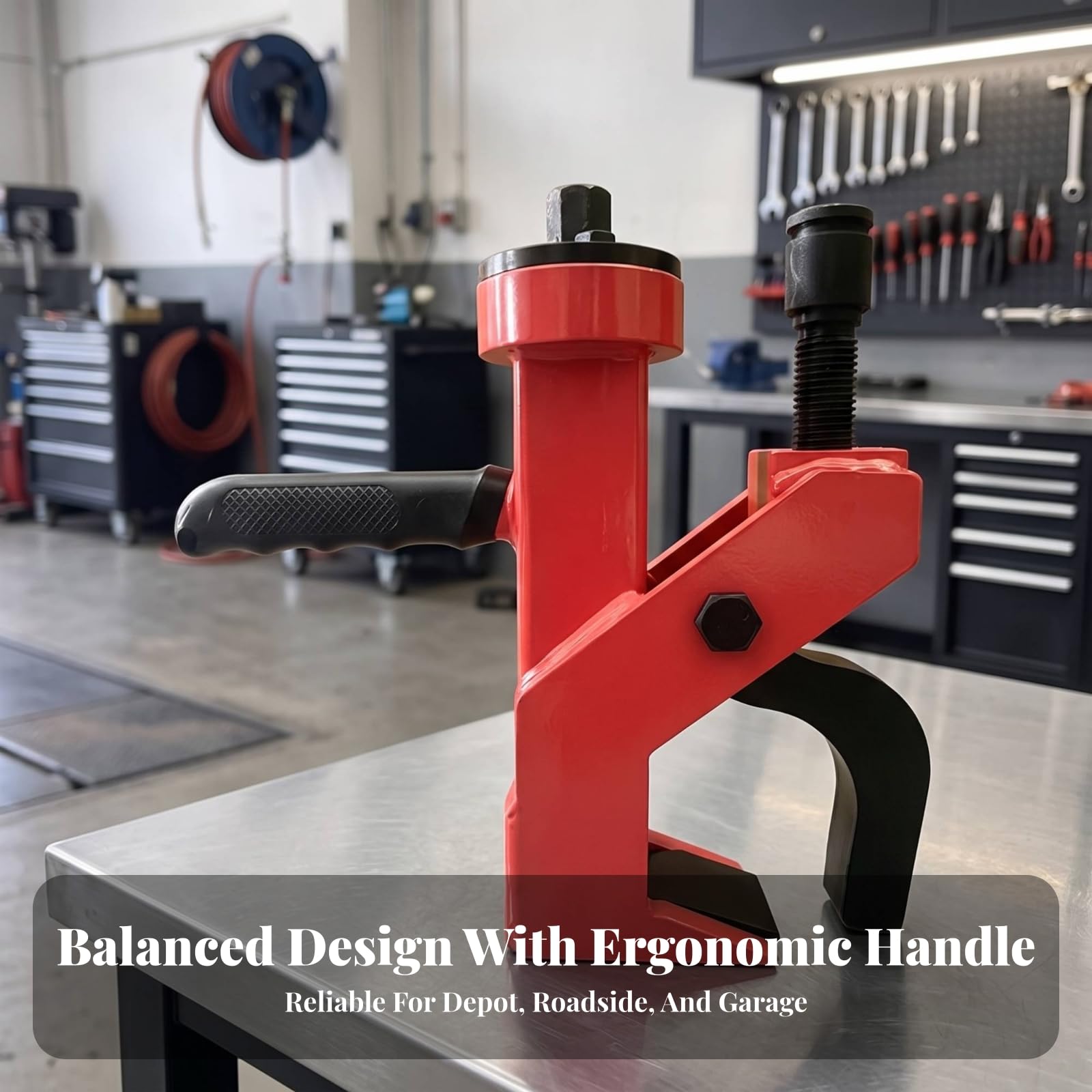 Ronyme smontador Neumaticos Manual con Prensador Talon para Camiones Pesados con Tornillo Ajustable y Abrazara en Forma C para Talleres Mecanicos y Servicios,