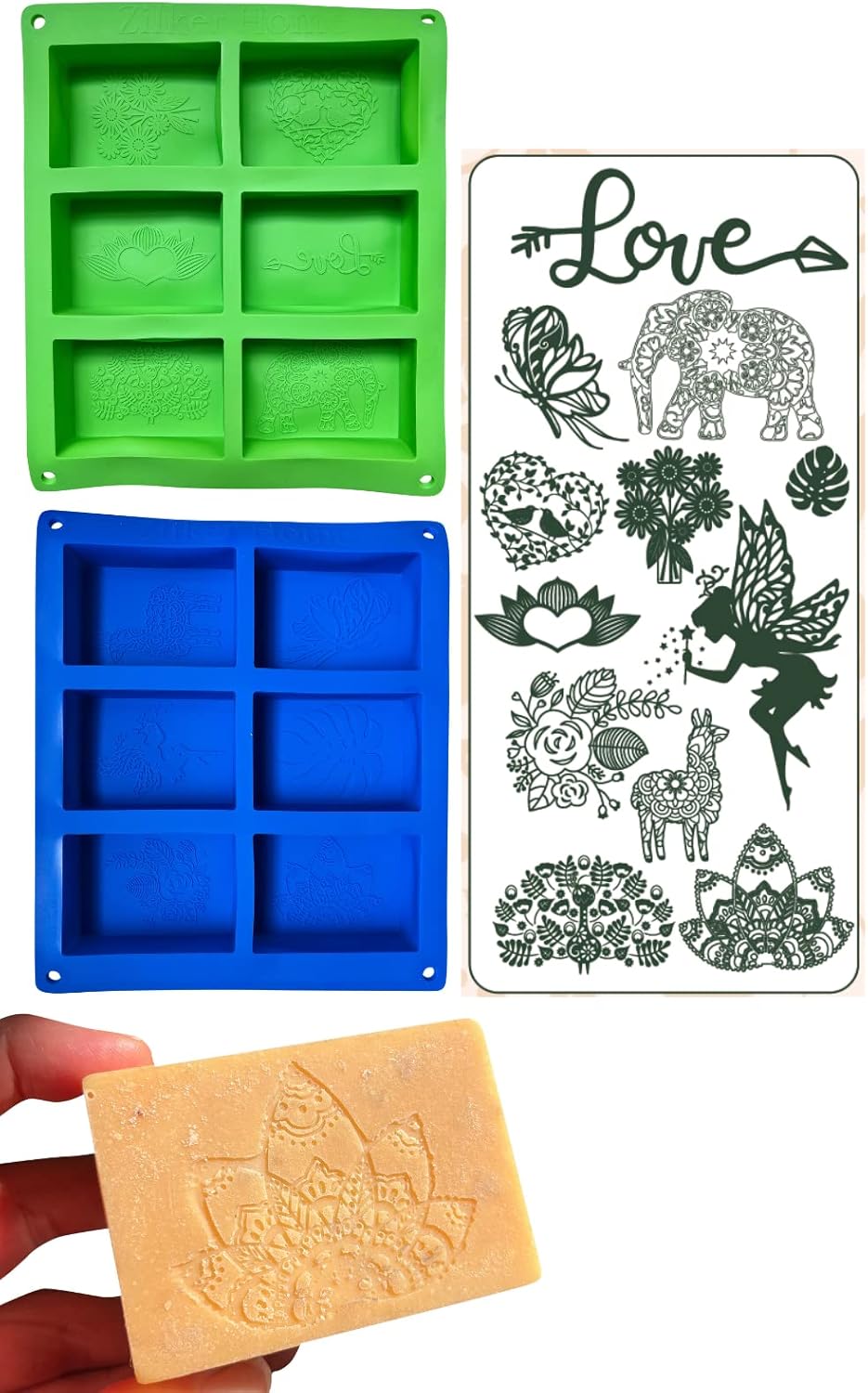 Silicone Soap Molds for Soap Making Set of 2, 12 Cavities