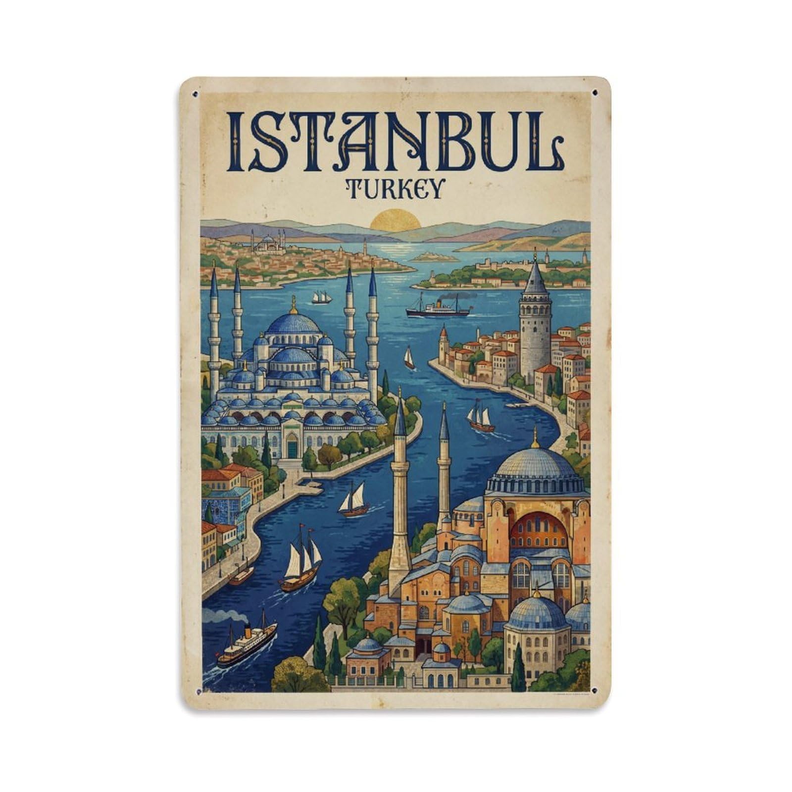 Metal Tin Sign Vintage Travel Turkey Istanbul