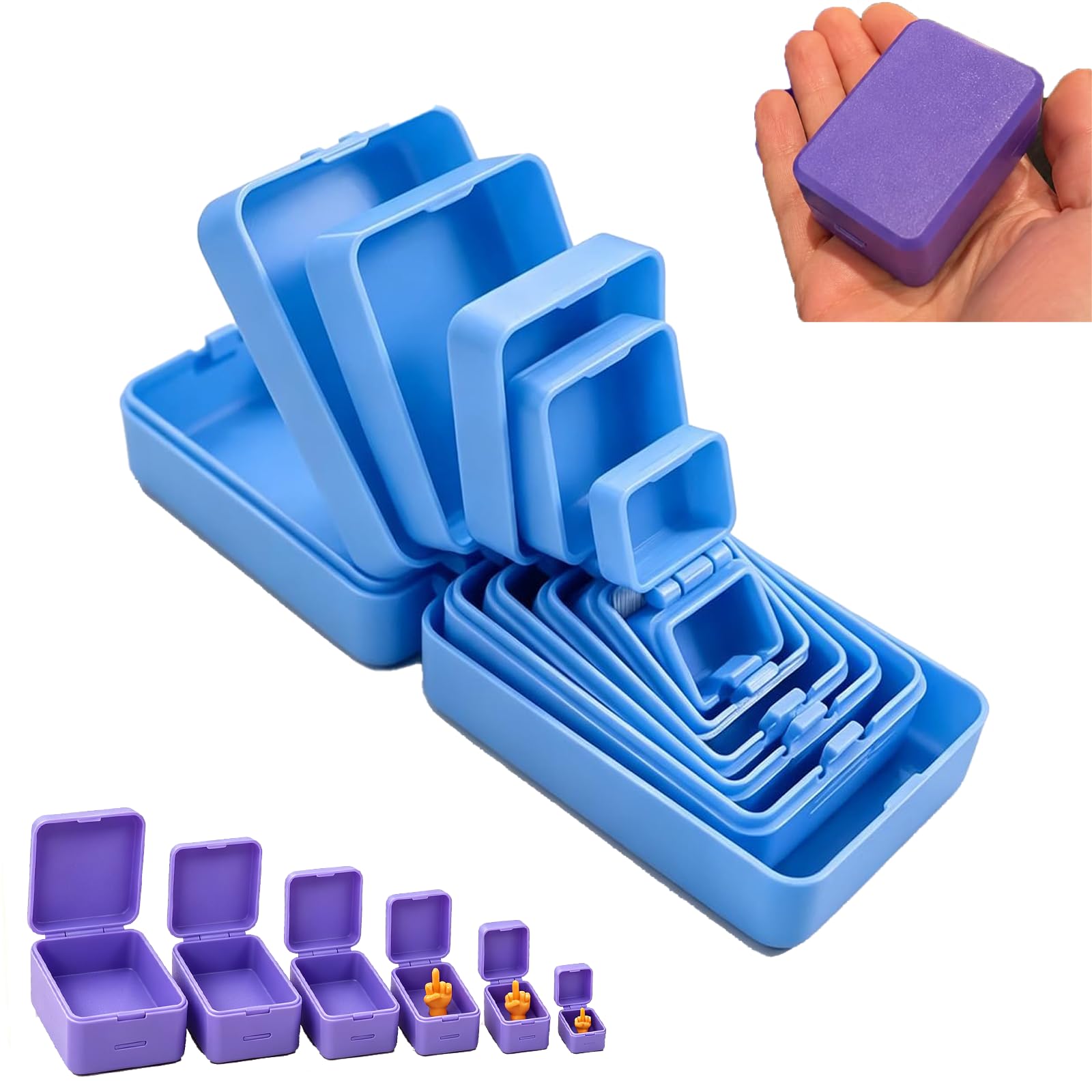 Never Ending Middle Finger Prank Gift Box, 6-Layer Nested Screw Design Surprise Box, Reusable 3D Printed Gotcha Box for Annoying Friends, Coworkers, White Elephant & Birthday Gag Jokes，Blue