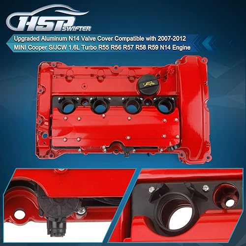 Miniatura 3 de Cubierta de válvula de aluminio N14 compatible con MINI Cooper SJCW 1.6L Turbo R55 R56 R57 R58 R59 N14 Engine OE # 11127646555 11127585907