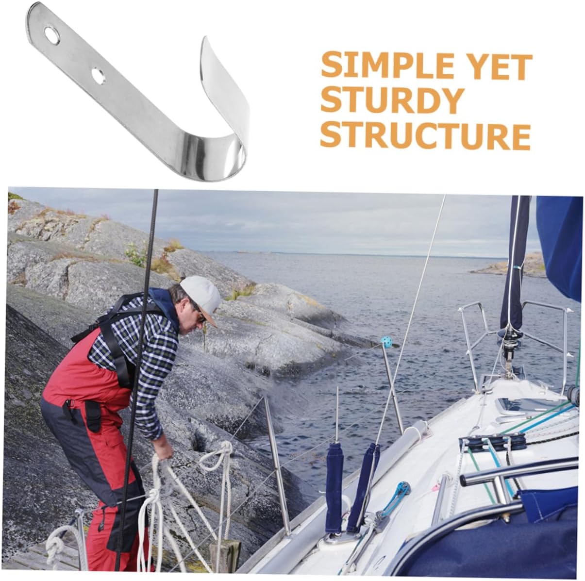 2pcs Stainless Steel Boat Hooks Yacht Hooks for Hanging Clothes Buoys and Accessories Easy to Install Smooth for Outdoor Uses