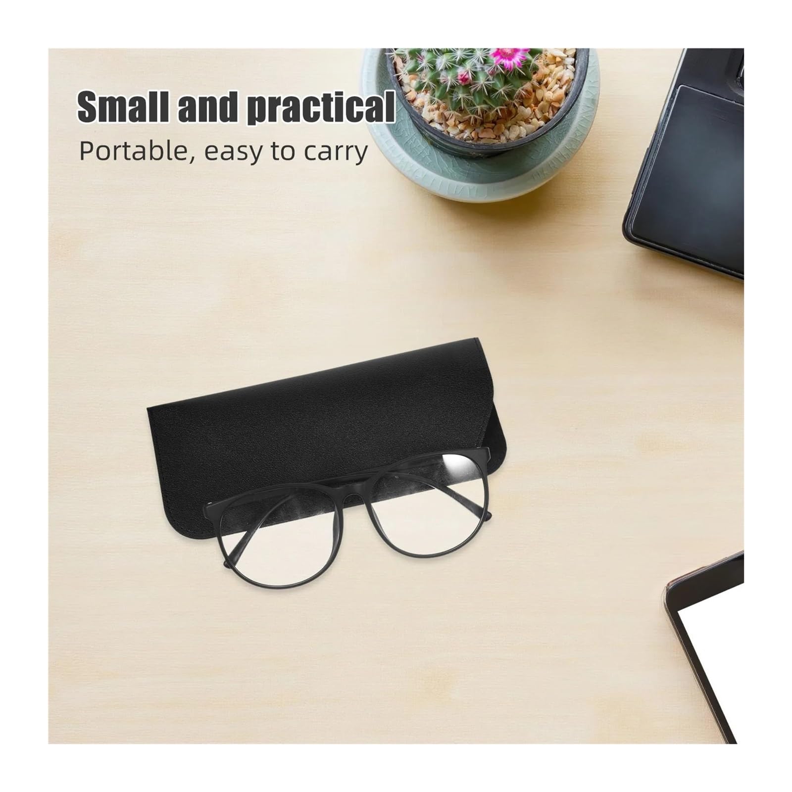 Funda de Gafas Blanda de Cuero 4pcs PU Leather Eyeglasses Case Scratch Proof Slim Eyeglass Pouch Bags Sunglasses Protector Sleeve for Home Travel Daily Use