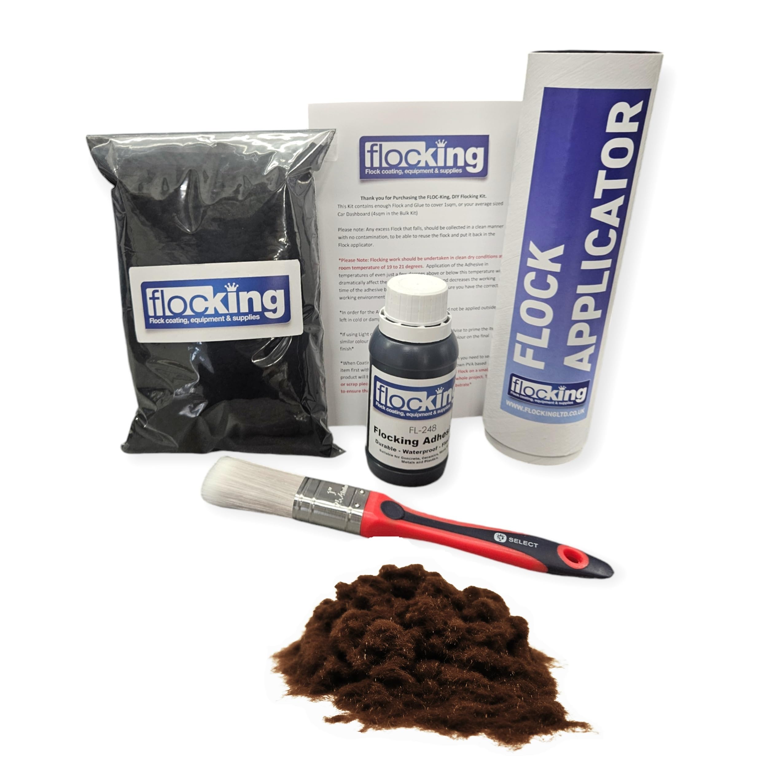 Kit de flocado de nailon FLOC-KING para restaurar salpicaderos y proyectos de madera 4
