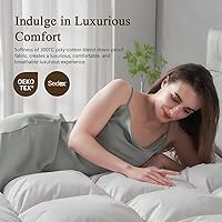 Vista 3 de BPC Edredón ligero de fibra de plumón de ganso tamaño Full/Queen, poder de relleno 750, inserto de edredón esponjoso como nube con funda de mezcla