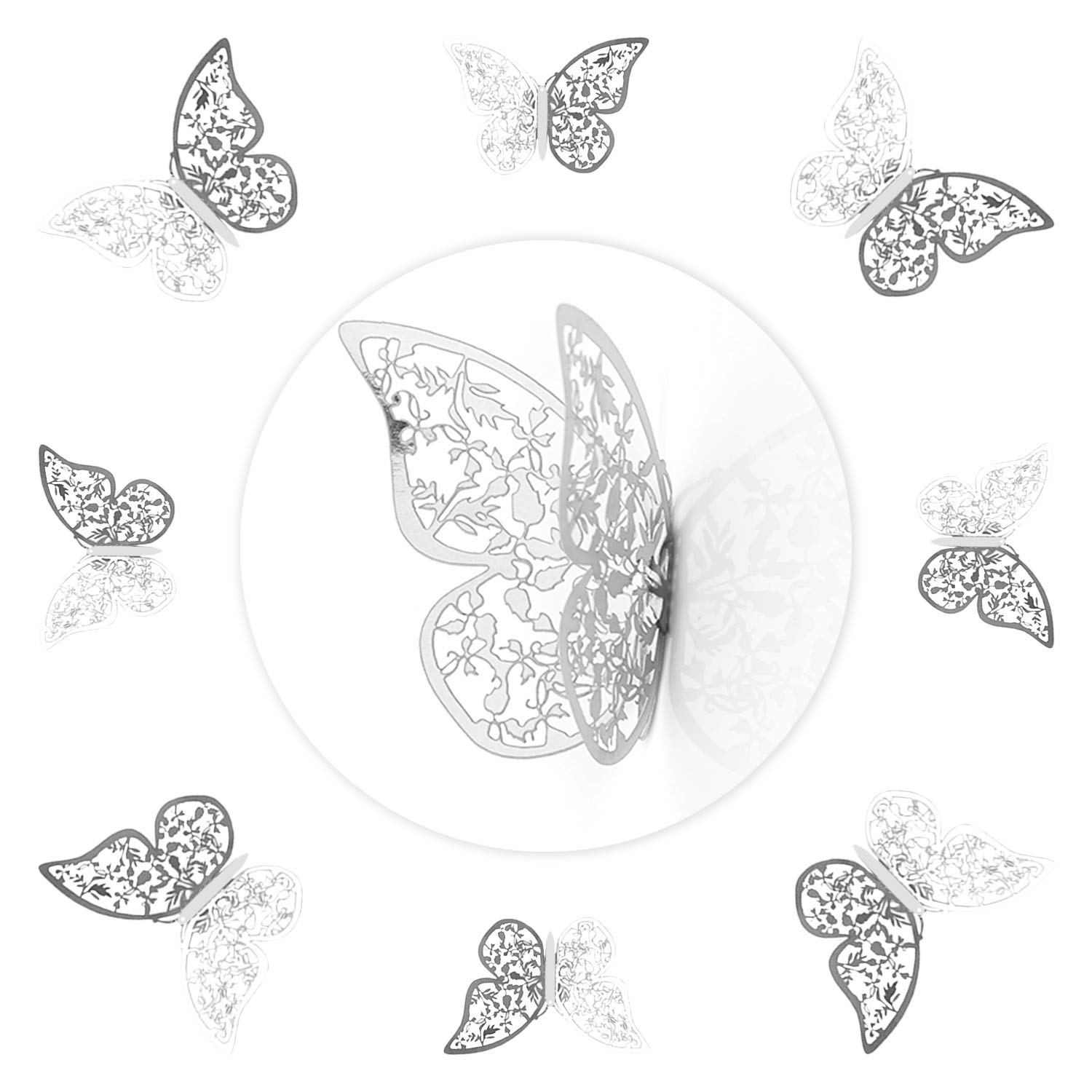 AIEX 24 x 3D adesivi rimovibili vivaci con 3 diverse dimensioni (argento)