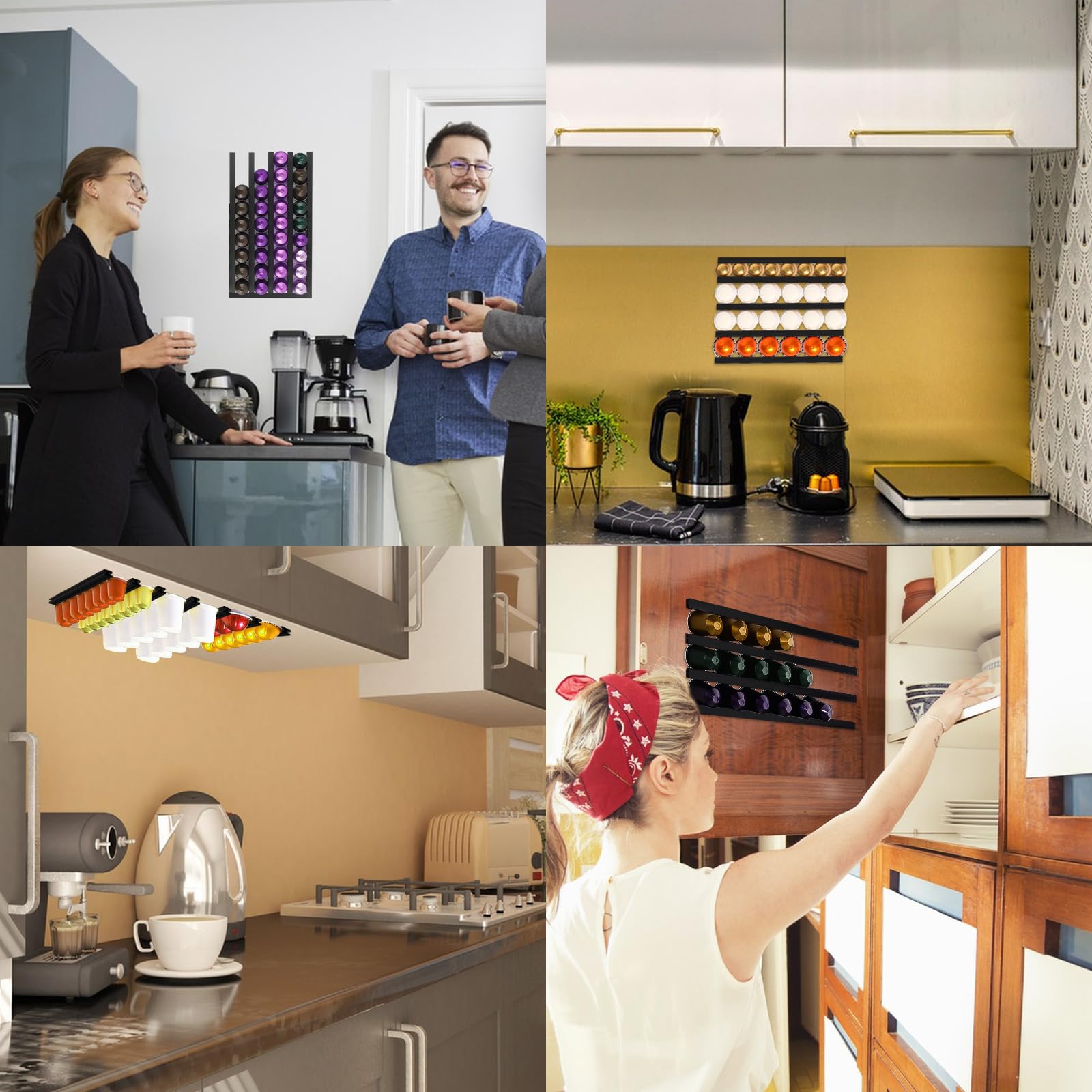 JINTANG 11 szt. uchwytów na kapsułki do kawy Vertuo, uchwyt na kapsułki, kompatybilny z 54 vertuoline lub 72 nespresso Original Line Pod, samoprzylepne listwy do przechowywania