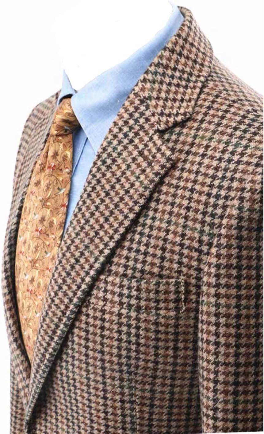 Men's Houndstooth 2-Piece Suit Set Colorful Slim Fit Groom Suit Tuxedo & Pants Prom Business