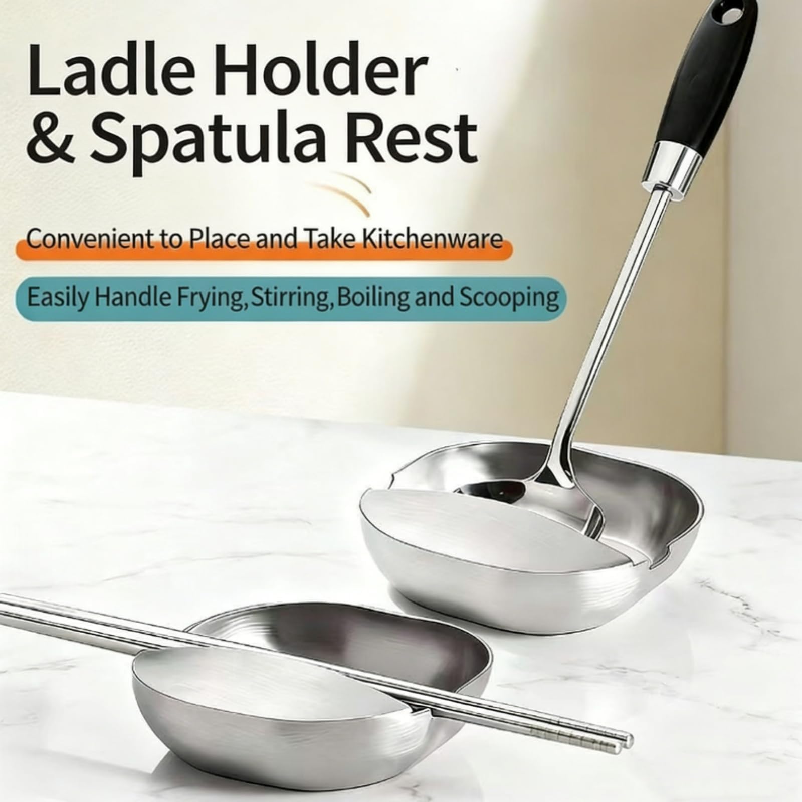 Soporte para cucharas de acero inoxidable 304 y soporte multiusos para utensilios de cocina, soporte de utensilios de acero inoxidable para encimera de cocina, soporte de cuchara resistente, soporte
