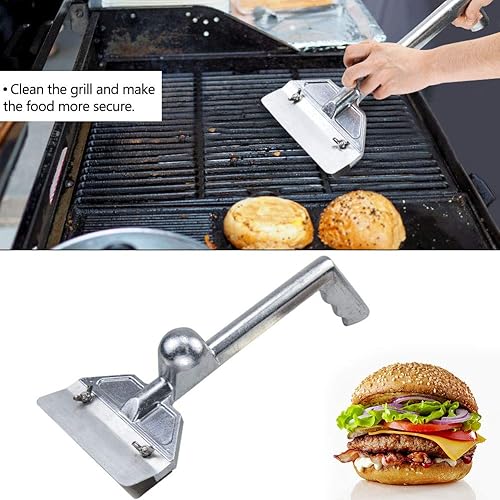 Miniatura 7 de LRui - Juego de raspador de parrilla resistente con 5 cuchillas de repuesto y raspador de parrilla de borde inclinado pequeño, accesorios