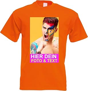 Kiwistar T-Shirt Herren Aufdruck individuell - mit Foto Bedruckt - Wunschtext - Druck personalisiert - Geschenk für Freizeit Sport