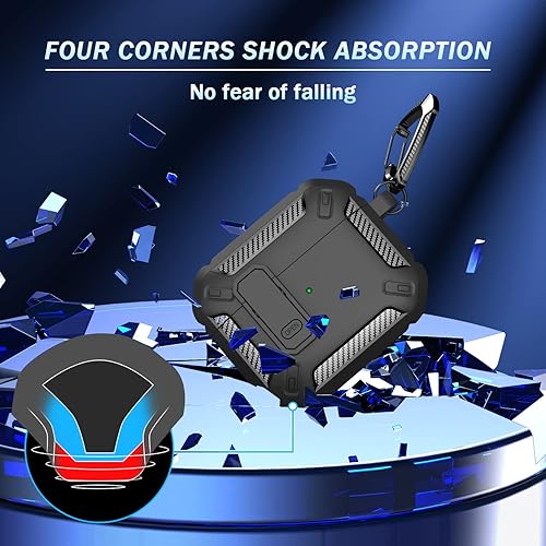 Miniatura 3 de RFUNGUANGO Funda para AirPods de 3 generación con kit de limpieza, armadura protectora militar rígida con bloqueo para funda de carga de AirPod Gen
