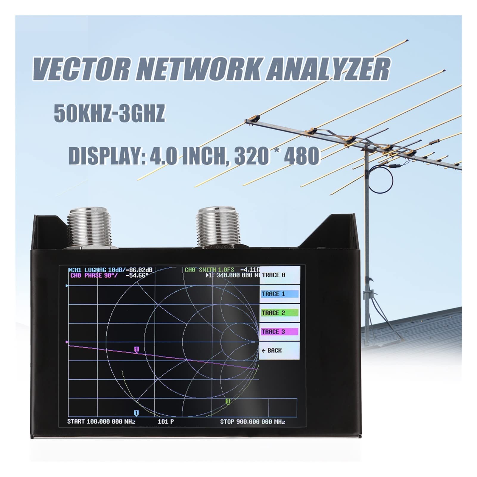 Spektrumanalysator, 3G -Vektor -Netzwerkanalysator mit 4,0 -Zoll -Berührungsbildschirm SAA-2N Nan OVNA V2 Antennenanalysator Shortwave HF VHF UHF Mit Eisengehäuse