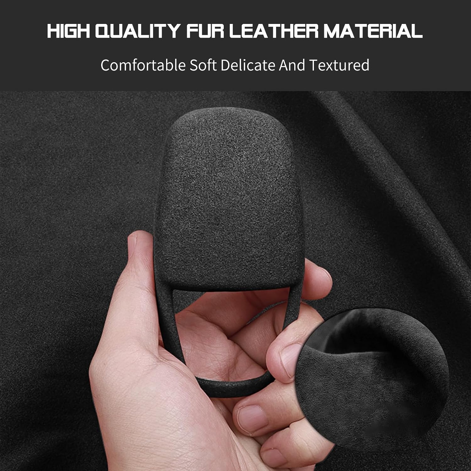 Suede Car Gear Shift Knob Cover for Dodge Charger Challenger 2015-2024 Vehicle Shifter Handle Protector with Durango 2016-2024 Interior Decoration Accessories-Black