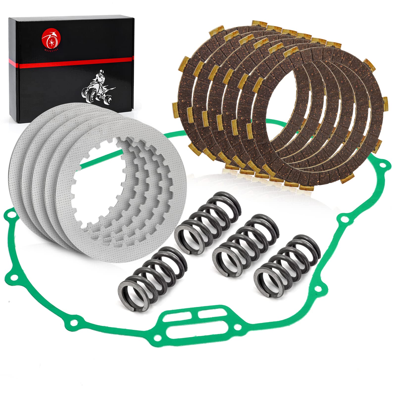 MOTO1988 Clutch Friction Plates Kit & Gasket and Heavy Duty Springs Compatible with Honda 300EX TRX300EX Sportrax 300 EX 2x4 1993-2008