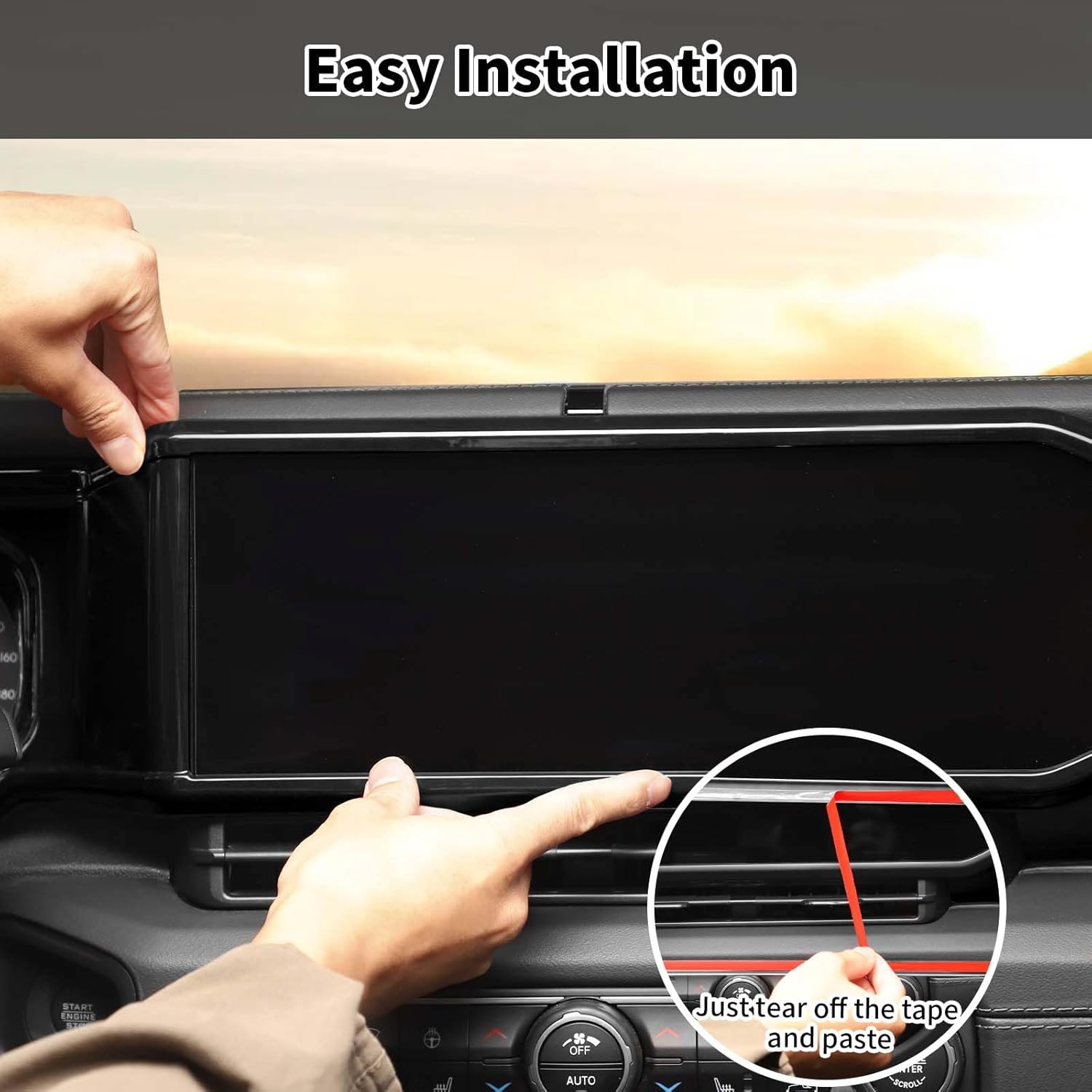 Center Console Panel Cover/Dash Dashboard Panel Navigation GPS Screen Panel Cover Trim Decoration Accessory Fit for Jeep Wrangler JL Gladiator JT 2024+ Interior Accessory ABS (Black)