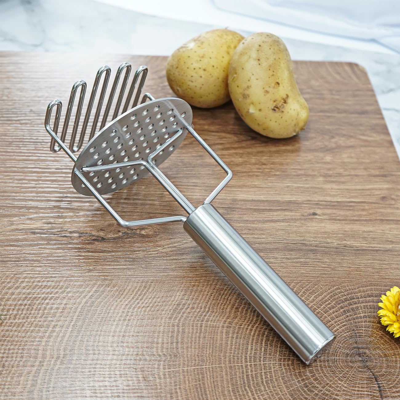 Presse-purée en acier inoxydable argenté - Outil de cuisine pour pommes de terre, fruits et légumes