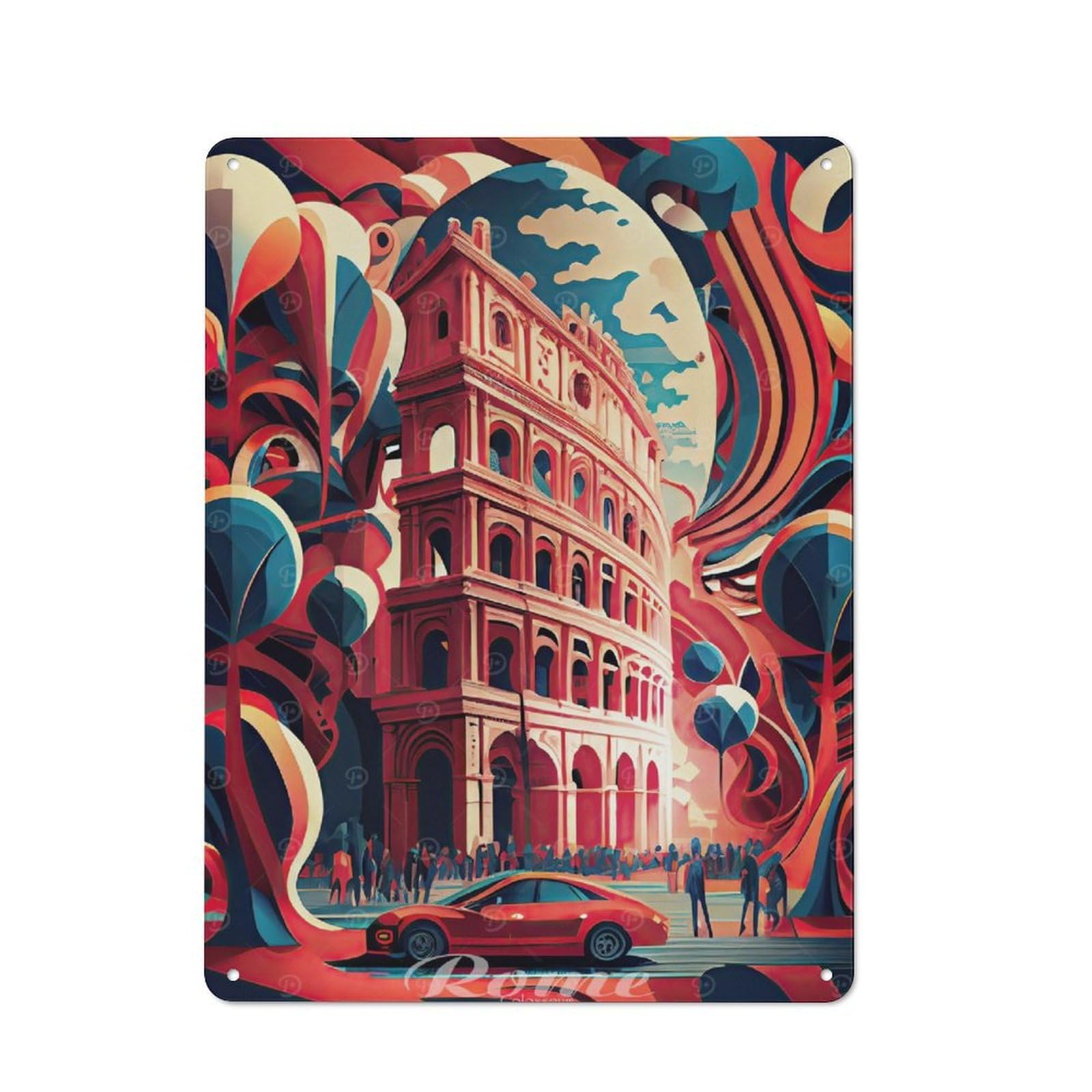 Junmoney Rom Colosseum 2 Rustic Metal Sign 40X30cm For Kitchen Or Home Bar, Gift For Kitchen Decor Lovers During The Christmas Season