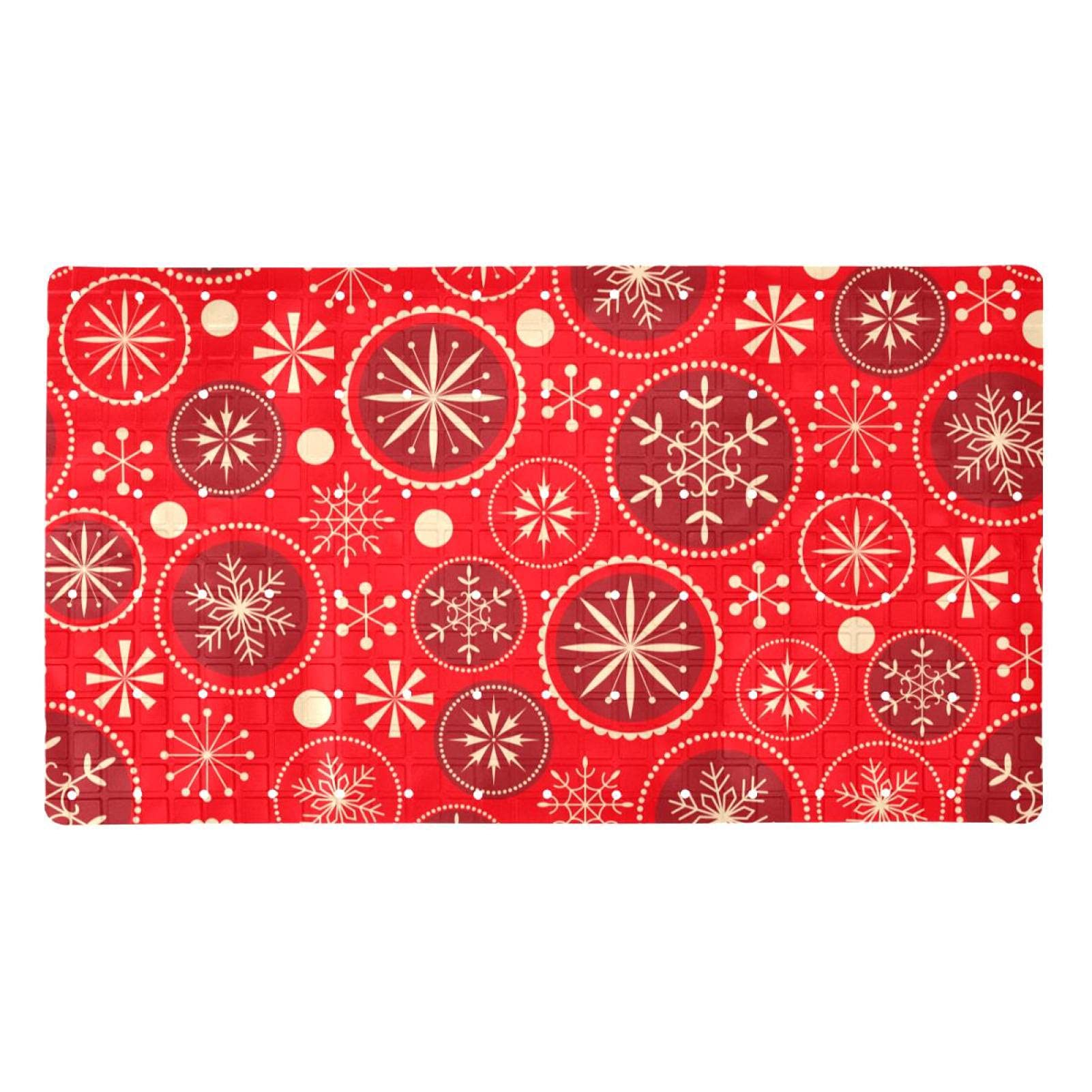 Tapis de bain rouge 40x70 cm avec ventouses antidérapantes en PVC lavable