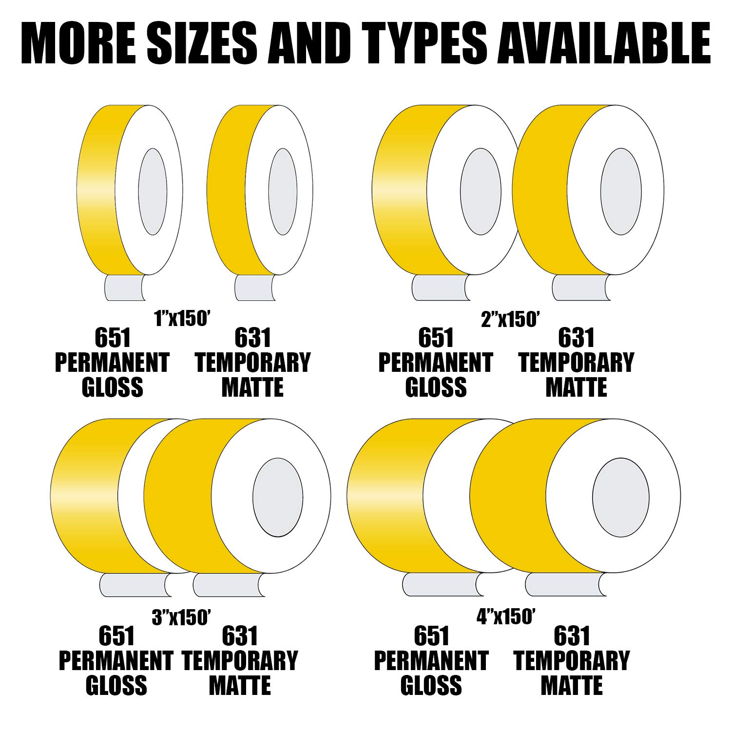 LiteMark 2" Yellow Removable Vinyl Marking Tape - High-Visibility Matte Finish, Adhesive for Smooth Surfaces - Ideal for Safety Marking, Floors, Warehouses, Short Events - 150 Feet Roll