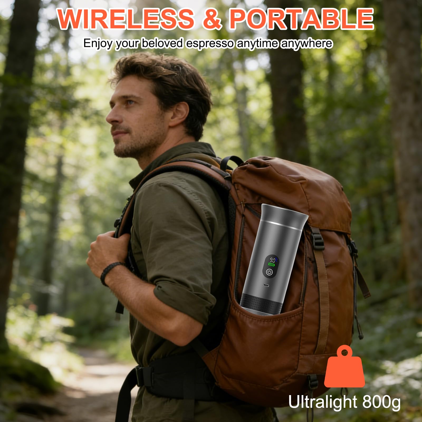 Cafetera eléctrica con batería de 12 V, 3 en 1, portátil para coche | Pantalla de visualización LED, mini cafetera de viaje, compatible con cápsula y café molido, para camping caravana gadget