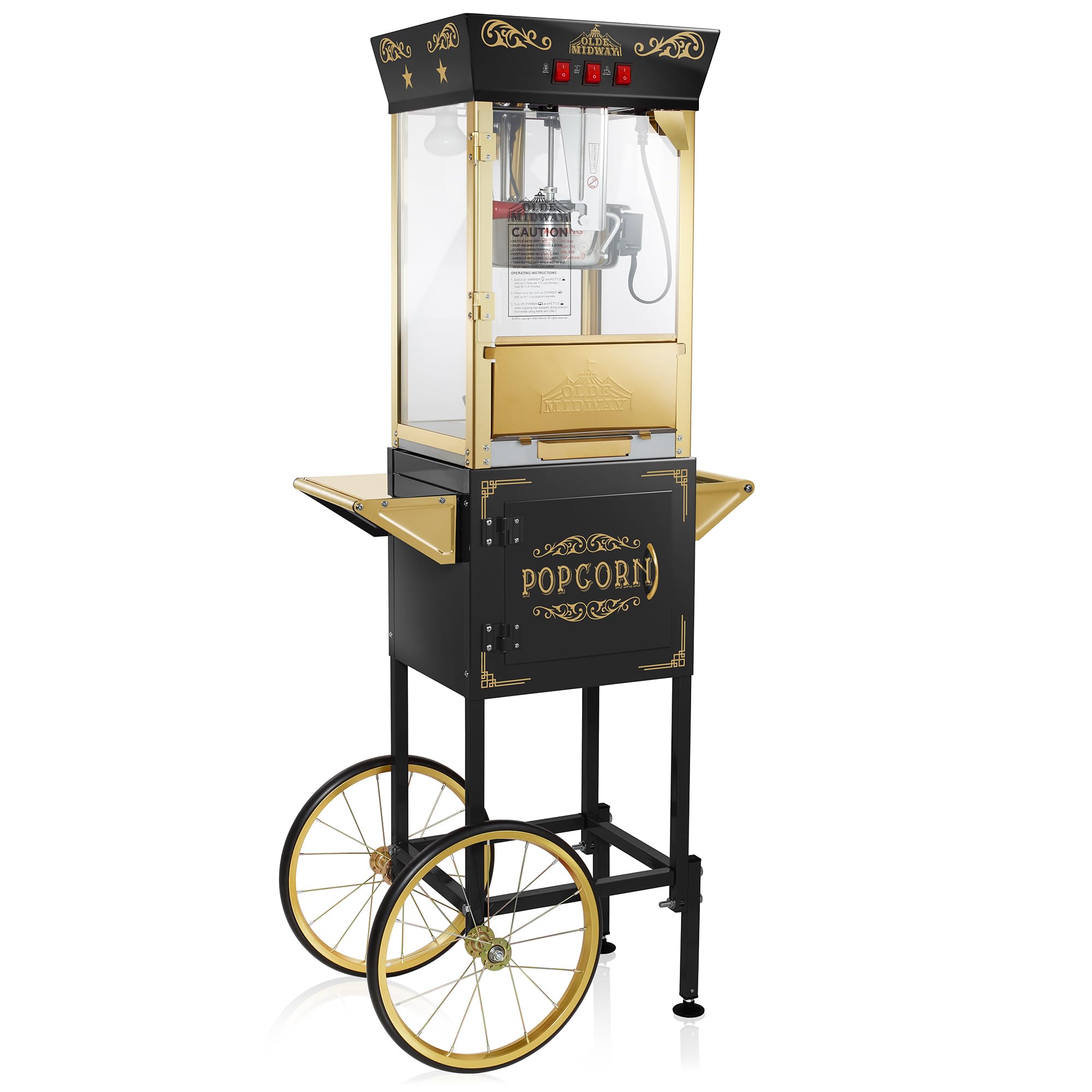 Olde Midway Movie Theater-Style Popcorn Machine Maker with Cart