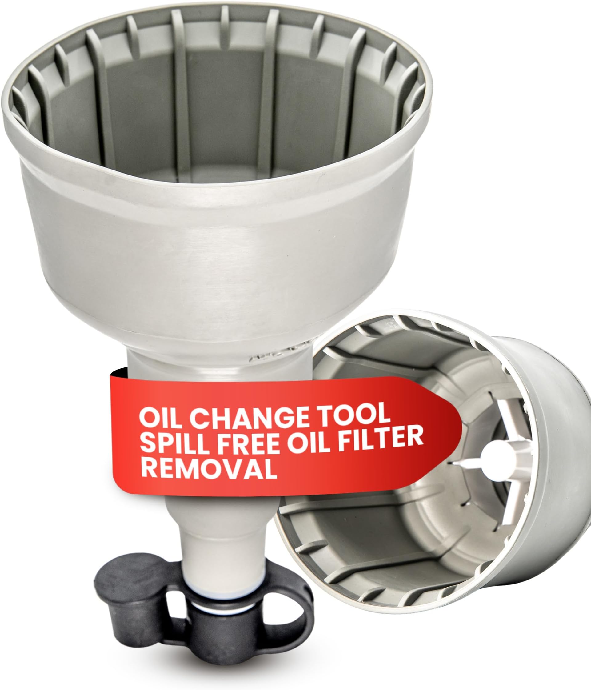 Oil Udder XL Oil Change Tool - Fits Oil Filters Up to 4" Diameter - Spill-Free Oil Filter Funnel with Magnet - Hands Free Magnetic Hold to Filter - Durable Nitrile Rubber Construction for Maximum Grip