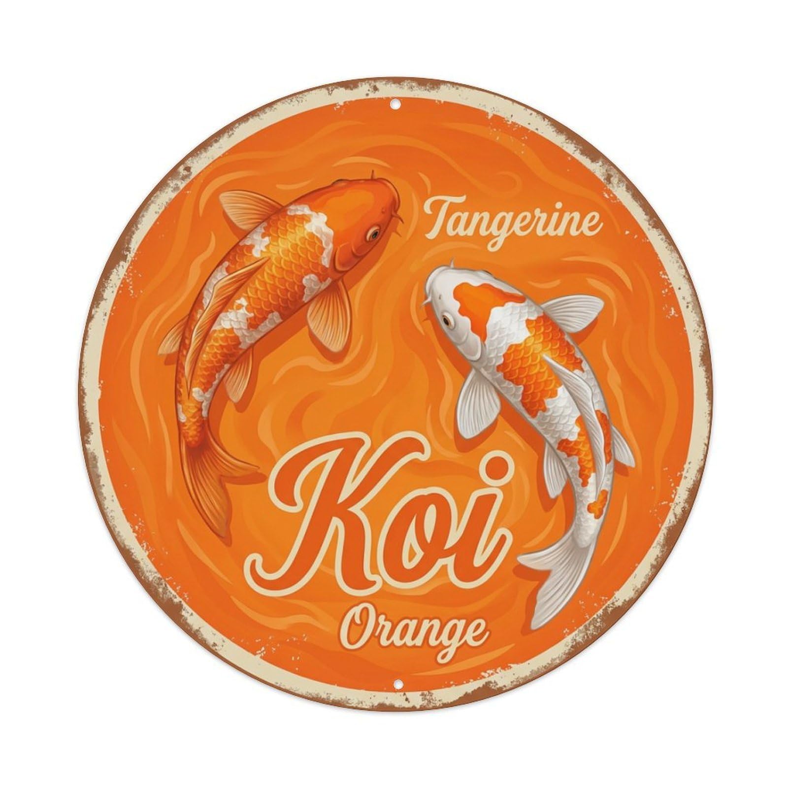 Koi Fish Tangerine Orange Waters Bright Citrus Fresh Vibrant Metal Tin Sign