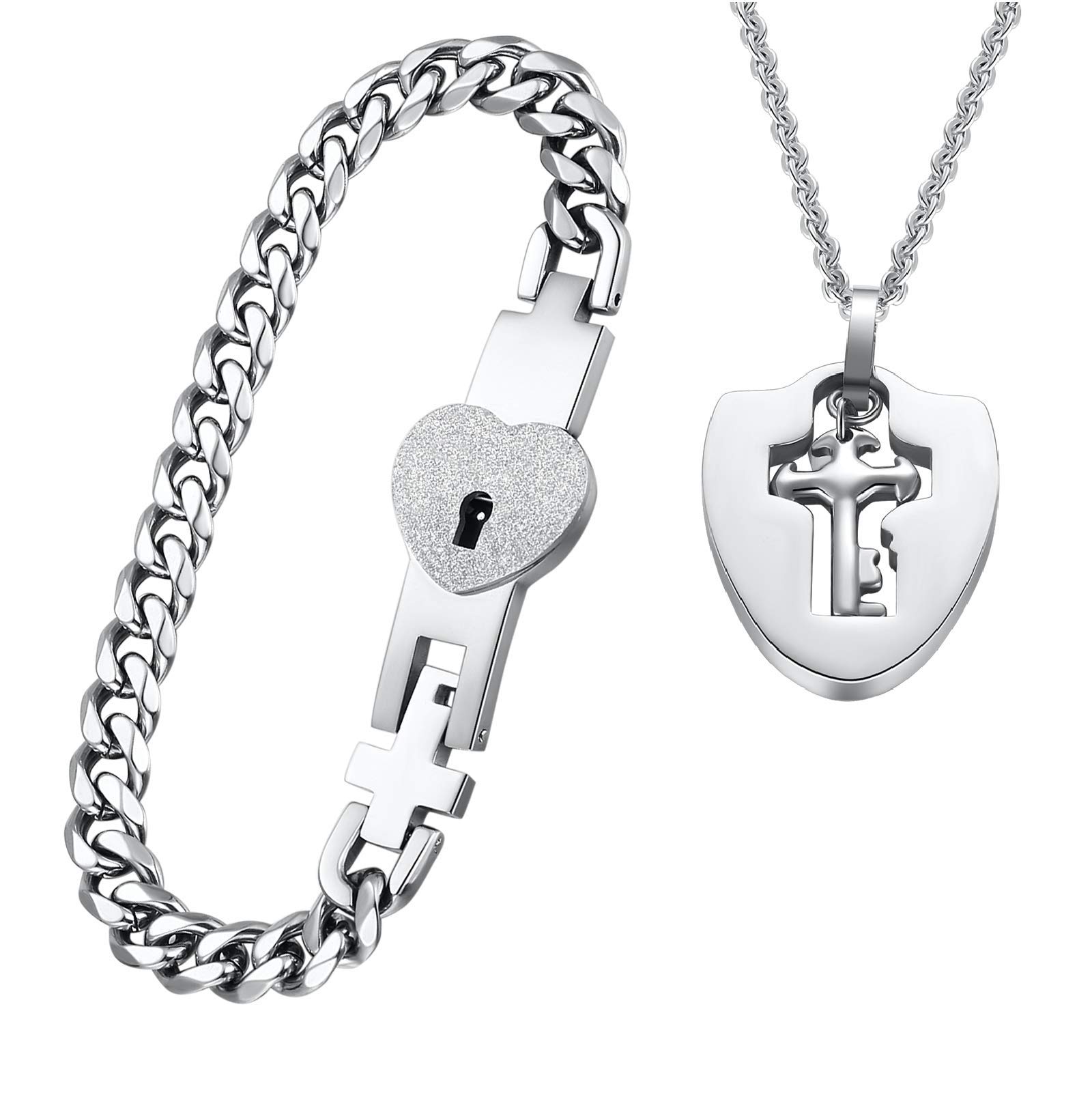 Global Jewelryamazing Key And Lock Couple Bracelet And Pendant