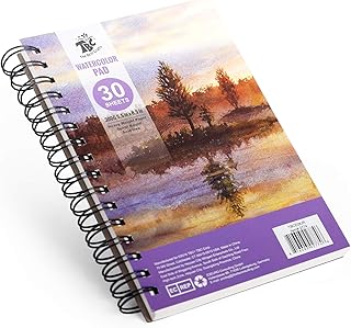 TBC Watercolour Paper A5 Watercolour Pad 300gsm Acid-Free Paper Cold Pressed Water Colour Drawing Sketchbook for Artists, Students, Hobbyists, Adults, Children Acrylic Watercolour Painting