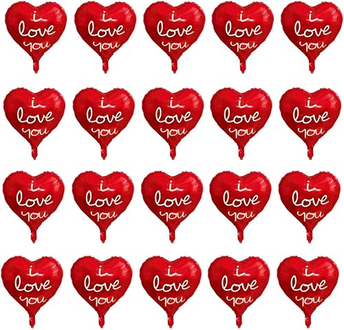 Dzrige Globo de papel de aluminio con texto en inglés I Love You de 18 pulgadas globo de Mylar con forma de corazón rojo para San Valentín fiesta