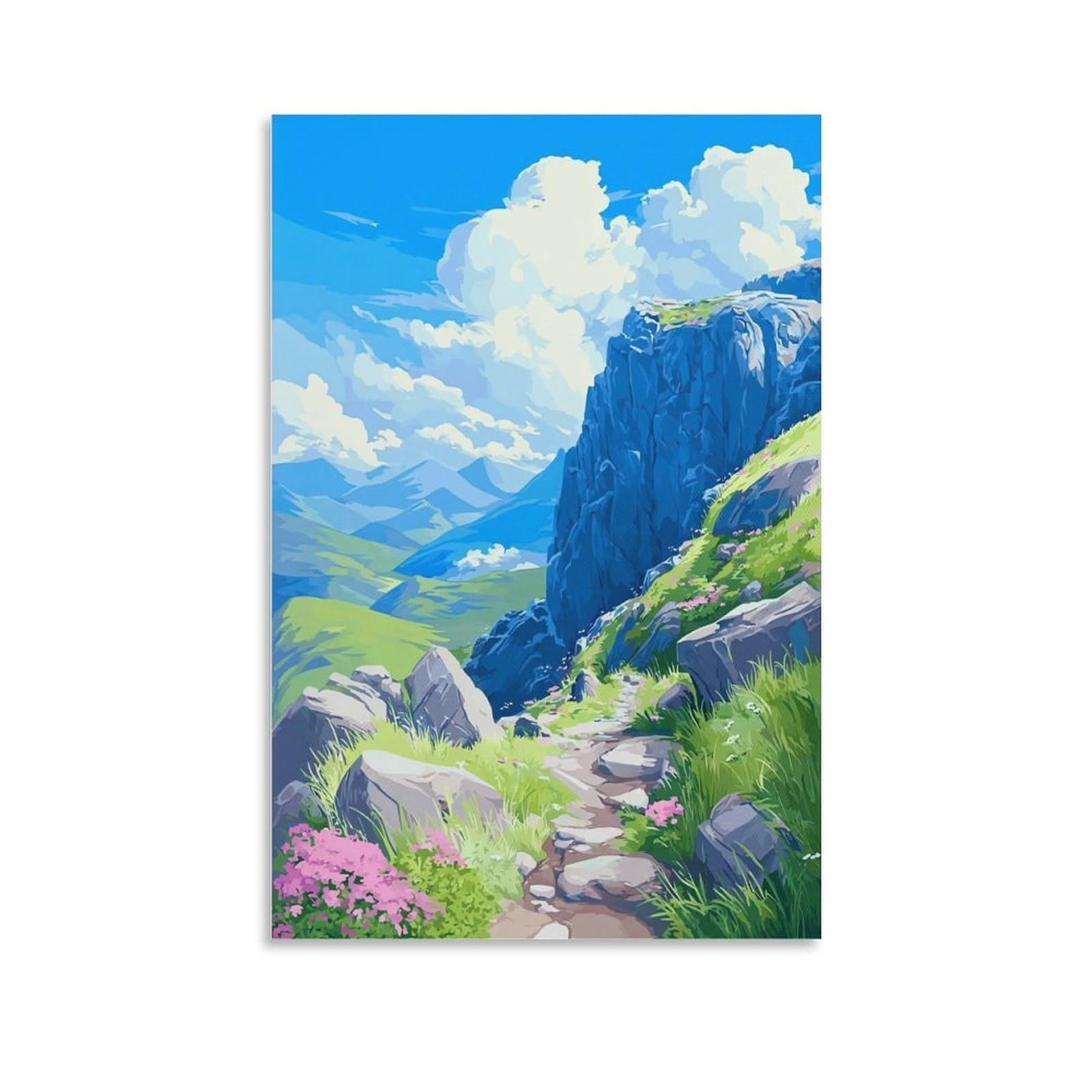 CTZIKWW Great Gable Lake District 20x30inch(50x75cm) Vintage Watercolor Canvas Wall Art