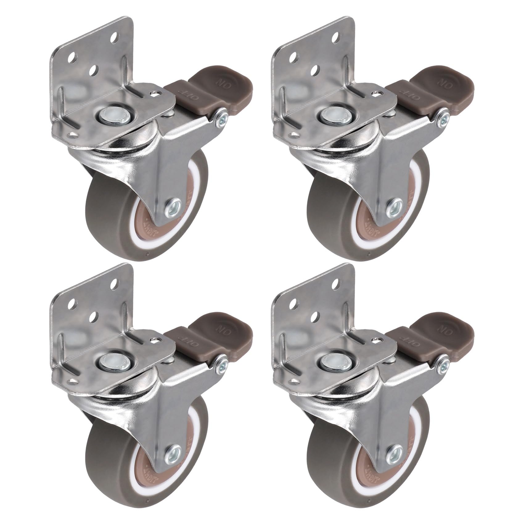 Tuidzljd Side Mount Casters, 2 Inch Furniture Wheels, LShaped Rubber Casters Set of 4, 360-Degree Locking Swivel Top 4pack
