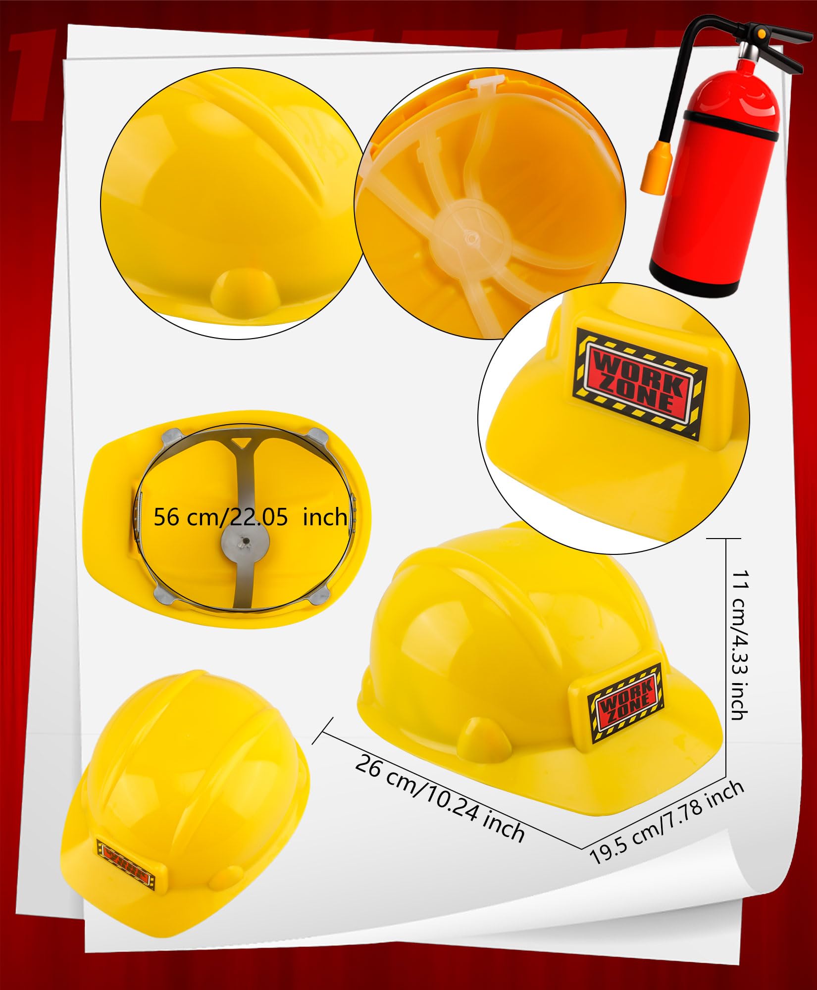 SGBETTER 2 Pcs Kids Plastic Hard Hat Yellow Construction Worker Hat Construction Helmet Toy for Boys Girls Role Play Dress Up Costume Accessories