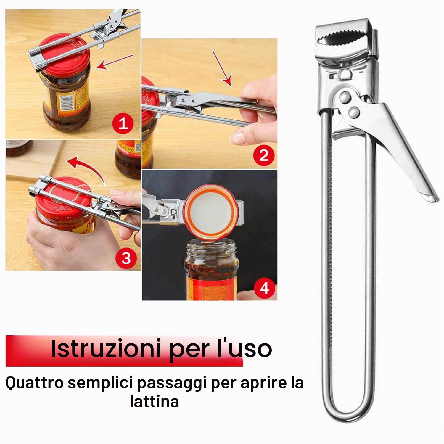SUOXU Apriscatole Manuale in Acciaio Inossidabile, Multifunzione Professionale per Lattine da Cucina