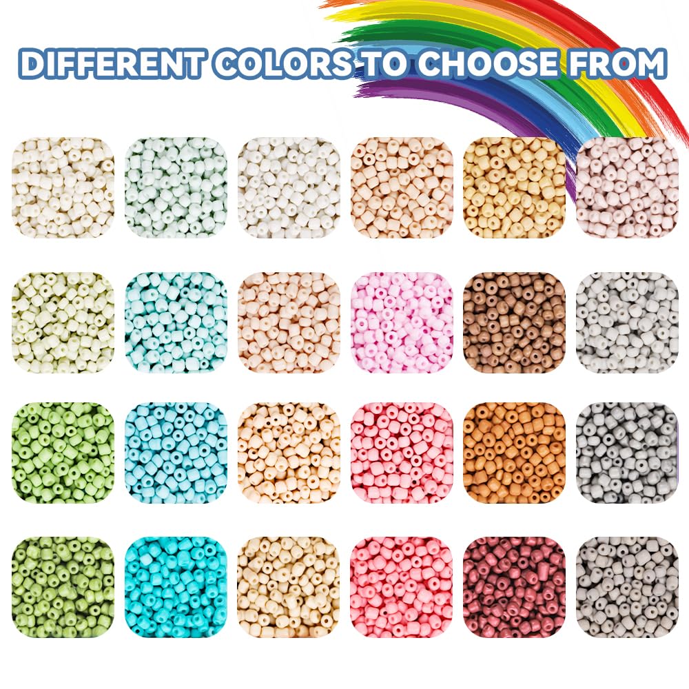 JOLCEEY 10000pcs Glass Seed Beads for Bracelet Making Kit 24 Colors 3mm Small Glass Tiny Beads Friendship Bracelet Kit for Jewelry Making DIY Crafting - Image 2