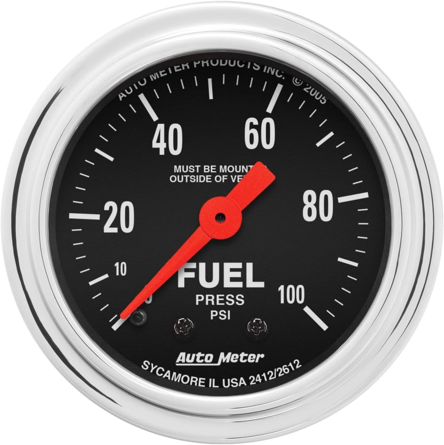Auto Meter 2412 Traditional Chrome Mechanical Fuel Pressure Gauge